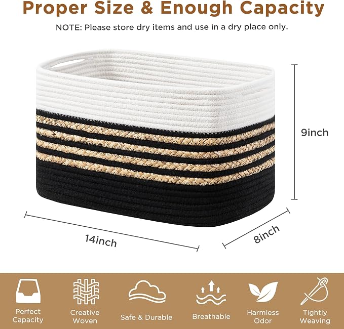 UBBCARE 4 Pack Baskets for Organizing, Woven Storage Baskets for Toys and Towel - Image 2