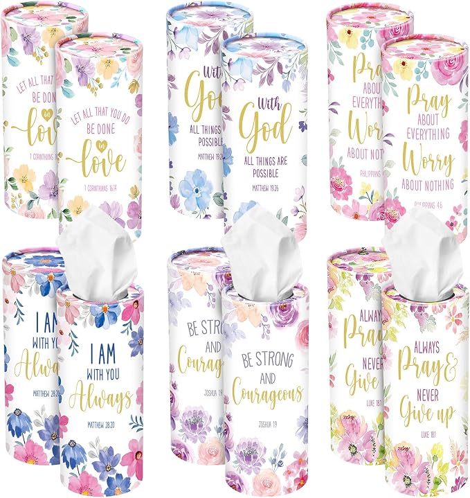 Outus 12 Pcs Floral Christian Car Tissues Cylinder Holder by Outus