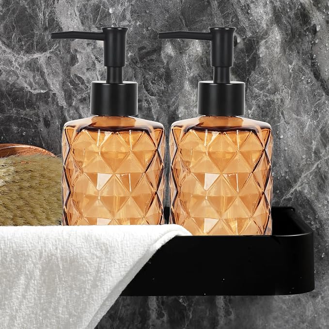 Brown Glass Soap Dispenser, 11 Oz/330ml Liquid Hand Soap Dispenser Set - Image 7