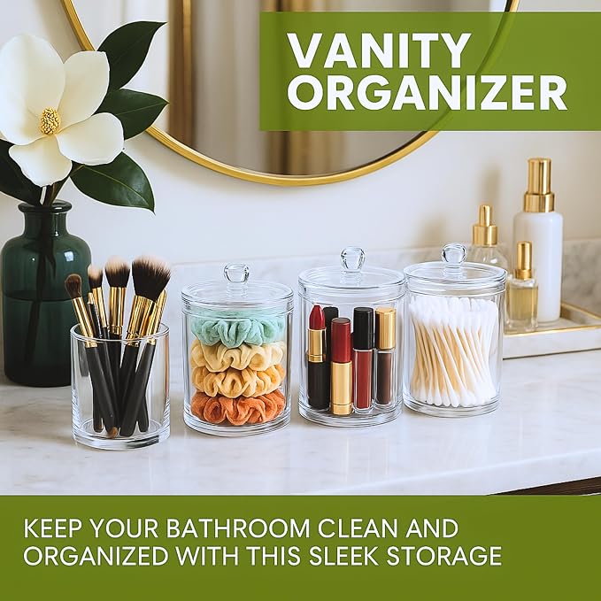 Acrylic Qtip Holder Bathroom Set, Bathroom Containers - Image 3