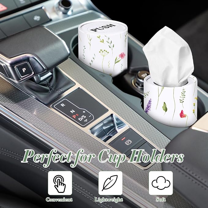 Outus 12 Pcs Floral Car Tissue Holder Cylinders - Image 5
