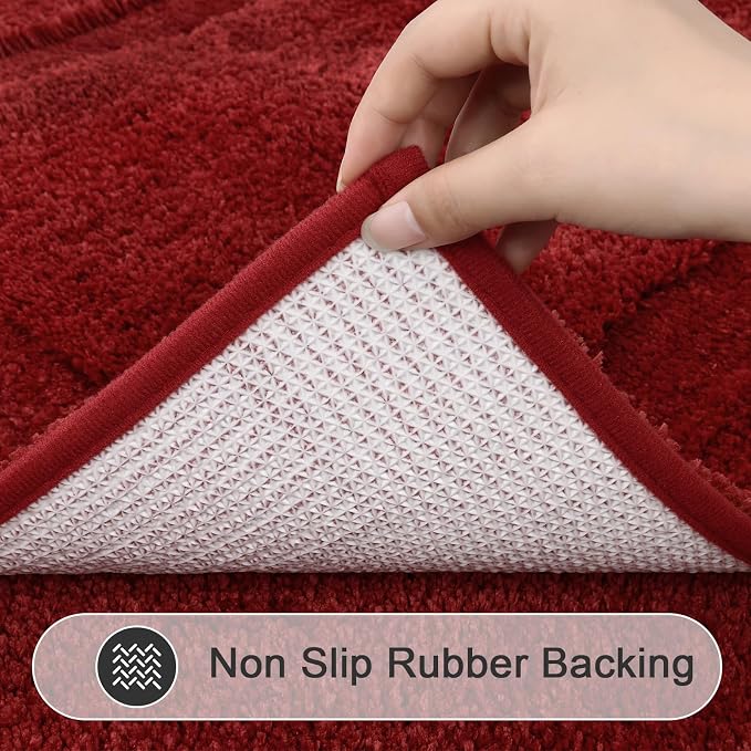 SHACOS Red Bathroom Rugs Sets 2 Piece 20x32 inch, Microfiber Non Slip Washable - Image 5