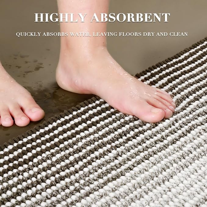 BSICPRO Bathroom Rugs and Mats Sets, 2 Piece Thick Absorbent Chenille Bath Mat - Image 5