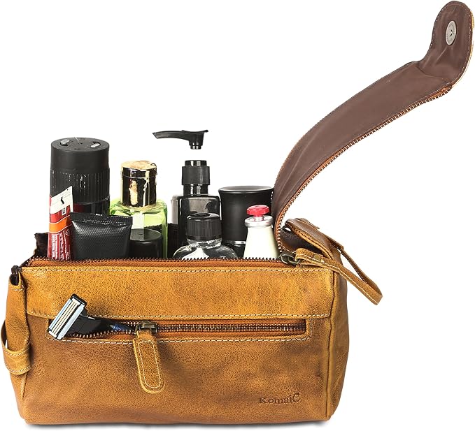 KomalC Premium Buffalo Leather Toiletry Bag - Image 5