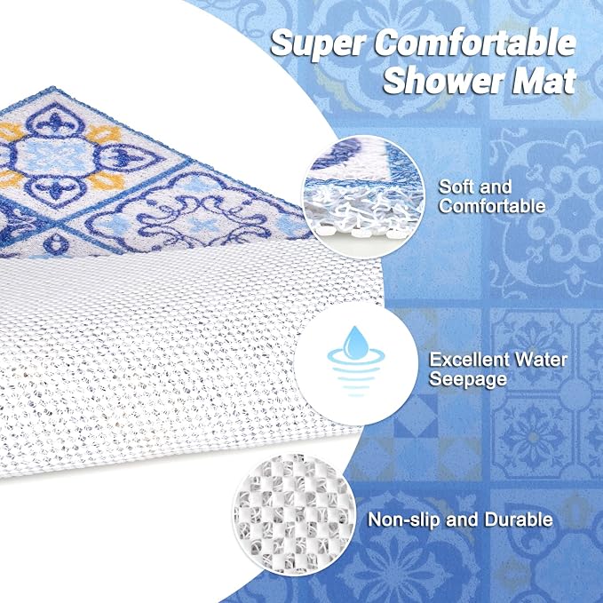 Shower Mat Bathtub Mat Non-Slip, 24x32 Inch, Soft Comfort Bath Mat - Image 6