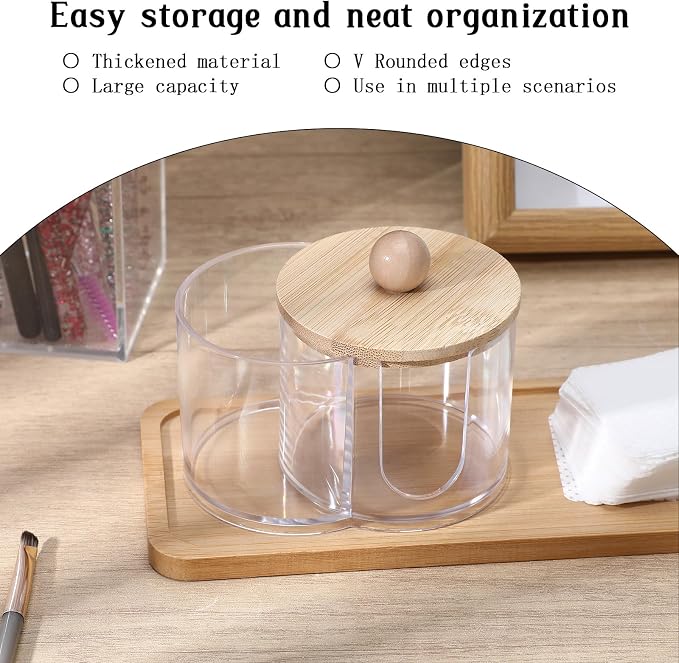 Cotton Round Holder, Dual Compartment Qtip Dispenser - Image 3