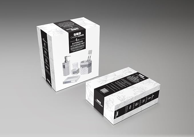 Creative Scents Quilted Mirror White Bathroom Accessories Set - Image 6