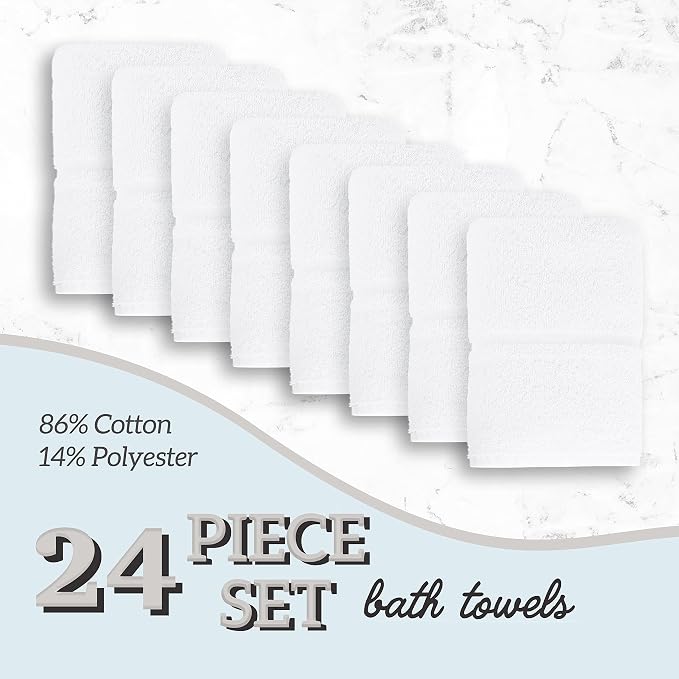 GREEN LIFESTYLE Dobby Border Towel 27x54 Cotton Blend Soft and Plush Crisp - Image 2