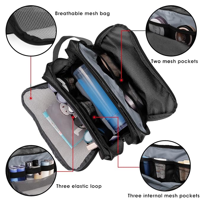 Toiletry Bag for Men Hanging Dopp Kit Water Resistant Shaving Bag Small - Image 3