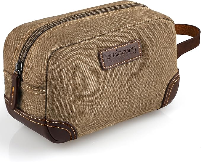 Emissary Men's Leather and Canvas Travel Toiletry Bag, Dopp Kit, Travel by emissary