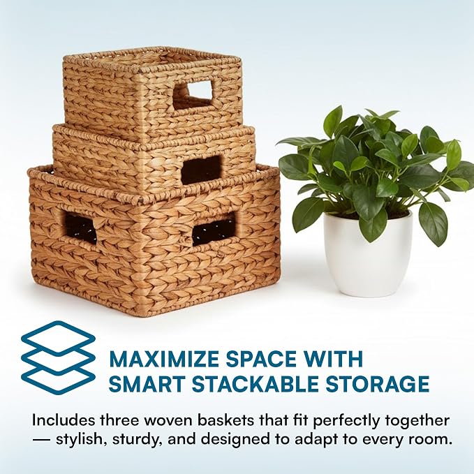 Honey-Can-Do Banana Leaf Storage Baskets –Water Hyacinth Woven Basket, - Image 9