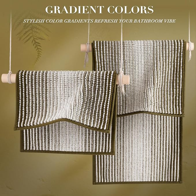 Bathroom Rugs and Mats Sets, 2 Piece Thick Absorbent Chenille Bath Mat Rug Set - Image 4