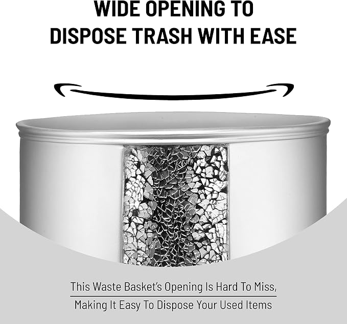 Zahari Home 2pc Sinatra Silver Modern Bath Accessories Set Waste Basket & - Image 4