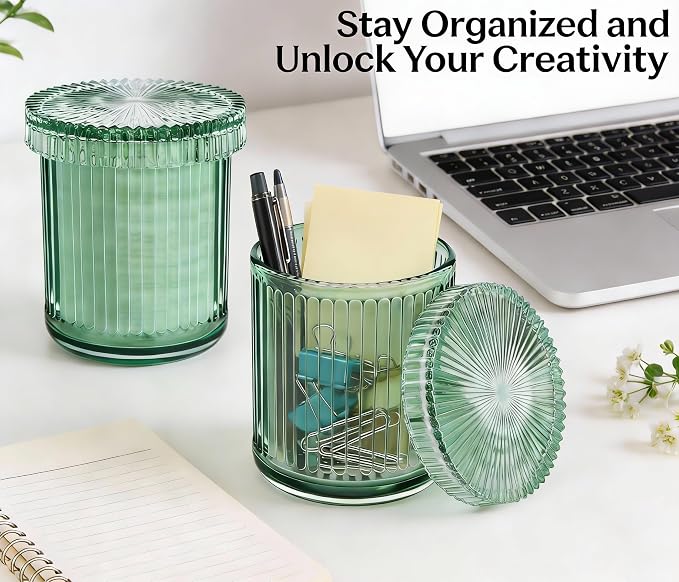 2 Pack Glass Qtip Holder Dispenser Set - Image 6