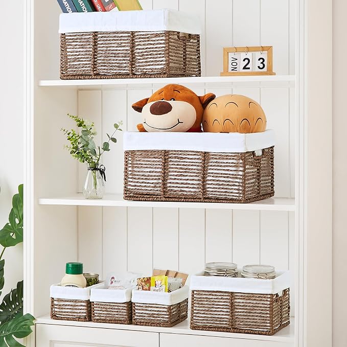 Vagusicc Wicker Storage Basket, 6 Pack Baskets - Image 5