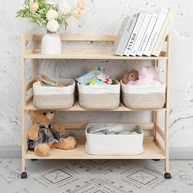 Small Woven Storage Baskets 12“X8”X5“ Decorative Rope Bins - Image 4