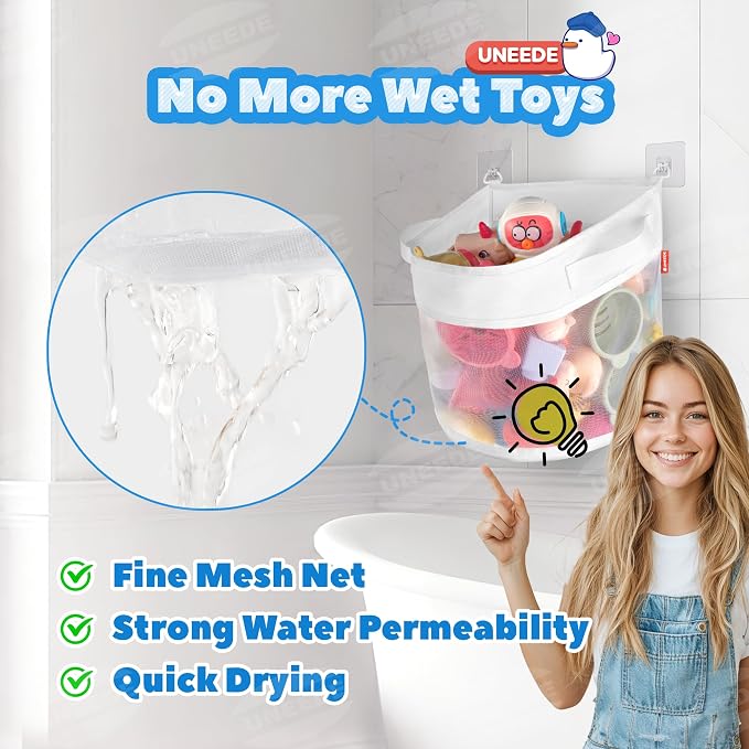 UNEEDE Bath Toy Organizer, 4 Gallons Bathtub Toy Storage Organizer, Quick - Image 6