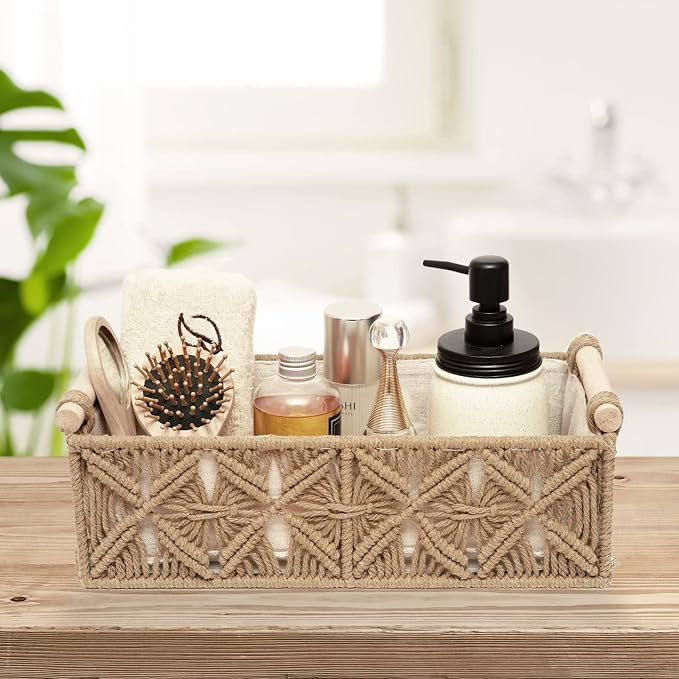 Macrame Storage Basket Boho Decor Baskets - Image 2