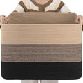 OIAHOMY 108L Large Cotton Rope Basket, Rectangle Woven Baskets by MasterofSpaceOptimization