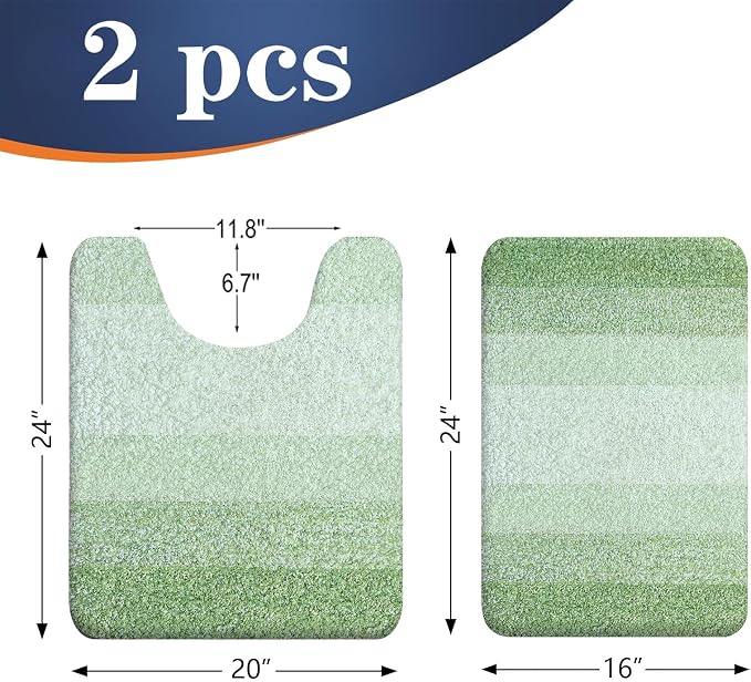 OLANLY Bathroom Rug Set 2 Piece, Soft Absorbent Microfiber Bath Mats and - Image 2