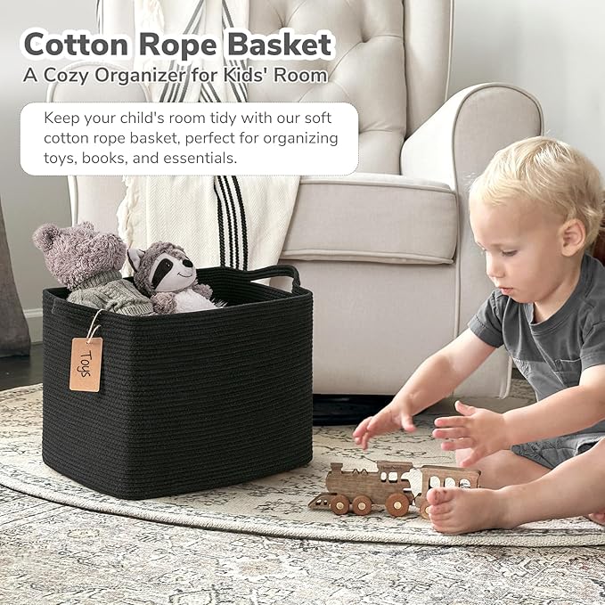 Goodpick Woven Storage Baskets for Organizing, Nursery Cotton Rope Basket for - Image 2