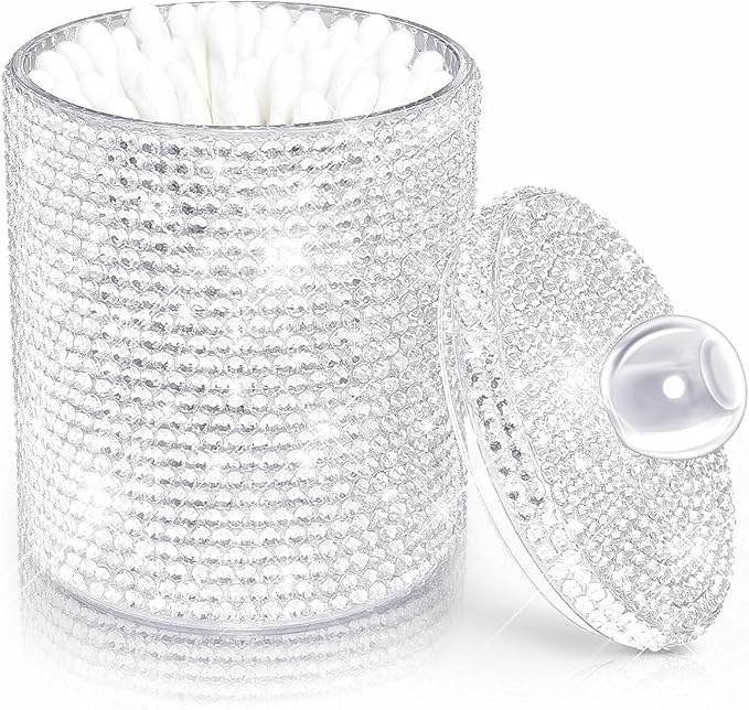 Yivaiks Bling Qtip Dispenser for Cotton Swabs, Floss Picks- Small Plastic - Image 2
