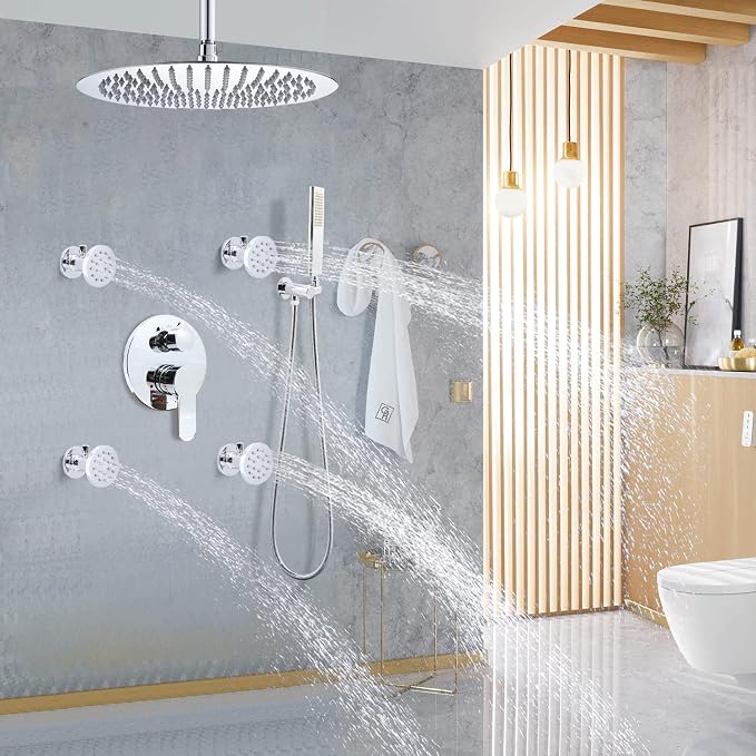 Brass Shower Body Jets with Adjustable Flow, Massage Spa Polished Chrome Round - Image 9