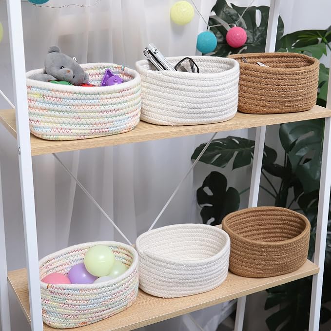 【2 Pack】ABenkle Small Woven Baskets, Tiny Oval Shallow Storage Baskets - Image 7