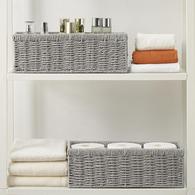 Vagusicc Wicker Storage Basket, Paper Rope Wicker Baskets - Image 6