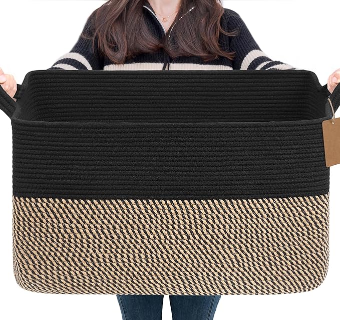 Goodpick Woven Storage Baskets for Organizing 22”x17”x12” Large Blanket Basket by Goodpick
