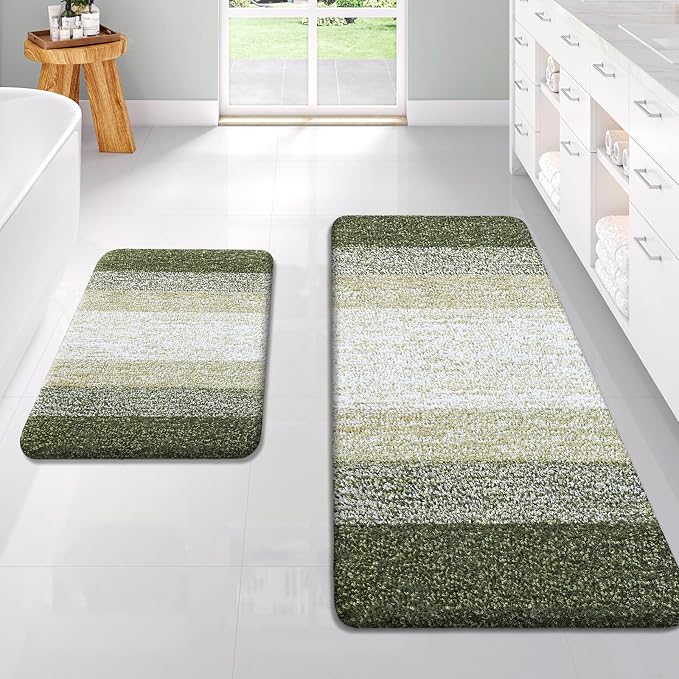 OLANLY Bathroom Rug Set 2 Piece, Soft Absorbent Microfiber Bath Rug Set by OLANLY