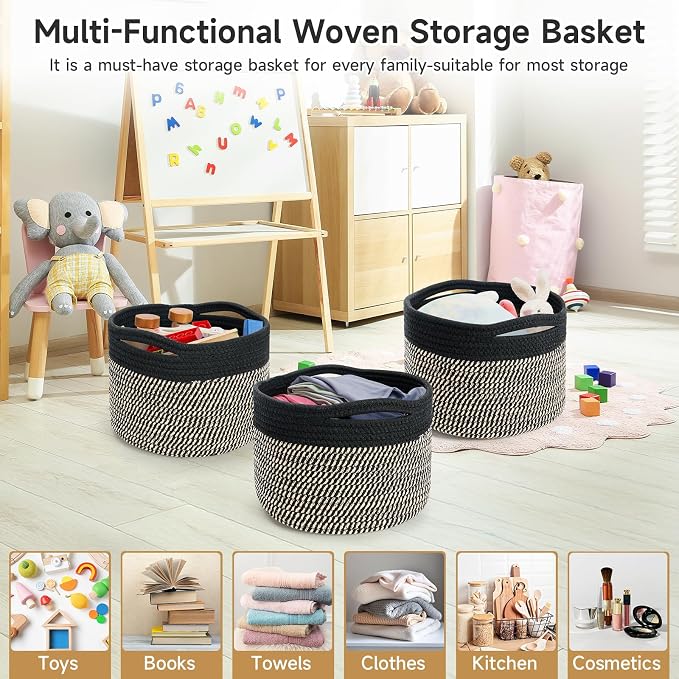 Small Rope Baskets for Storage, Baskets for Gifts Empty, Cute Round Woven Basket - Image 7