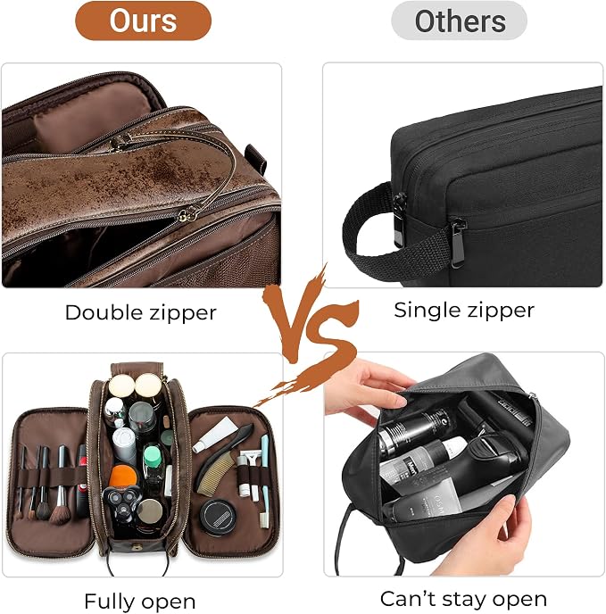 Elviros Toiletry Bag for Men, Large Travel Shaving Dopp Kit Water-resistant - Image 4