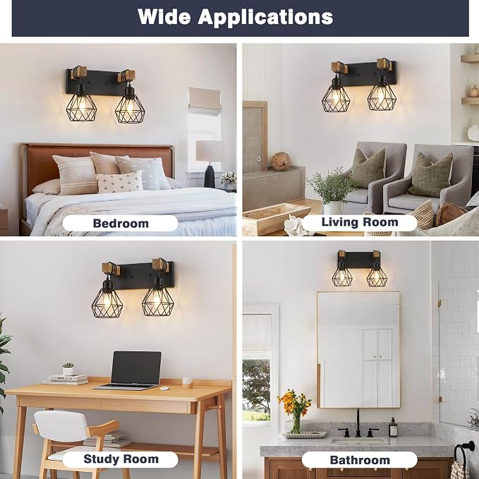 Farmhouse Bathroom Vanity Light Fixtures, 3-Light Wood Bathroom Light Fixtures - Image 7