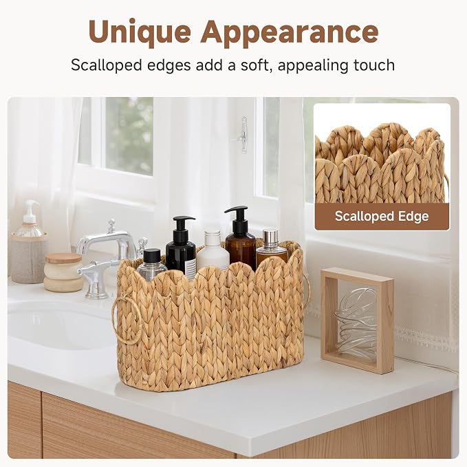 StorageWorks Scalloped Bathroom Toilet Paper Storage Holder, Wicker Toilet - Image 2
