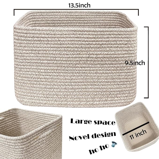COMFY-HOMI Square Woven Cotton Rope Basket - Image 3