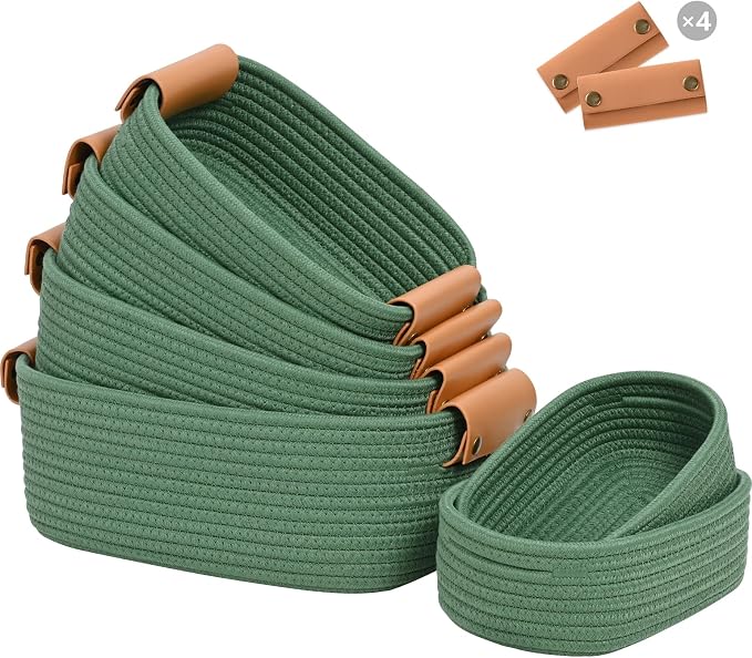 Storage Baskets for Organizing, Small Woven Basket Set of 6-4 Shelf Basket by Degeyoyo
