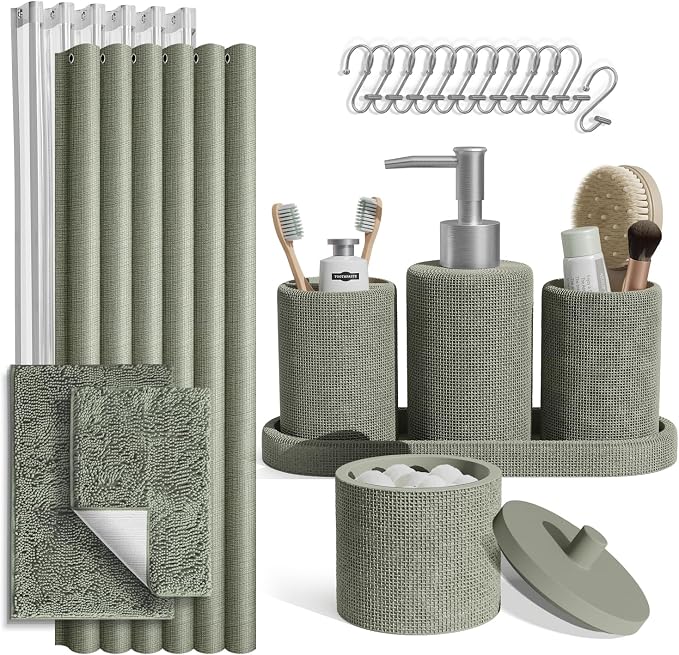 Clara Clark Sage Green Bathroom Set by ClaraClark