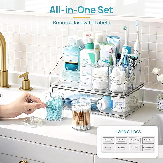 Vtopmart 6 PCS Bathroom Countertop Organizer, 1 Divided Tray - Image 2