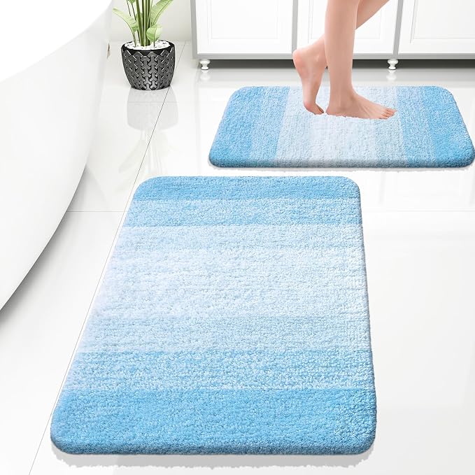 OLANLY Bathroom Rug Set 2 Piece, Soft Absorbent Microfiber Bath Rug Set by OLANLY