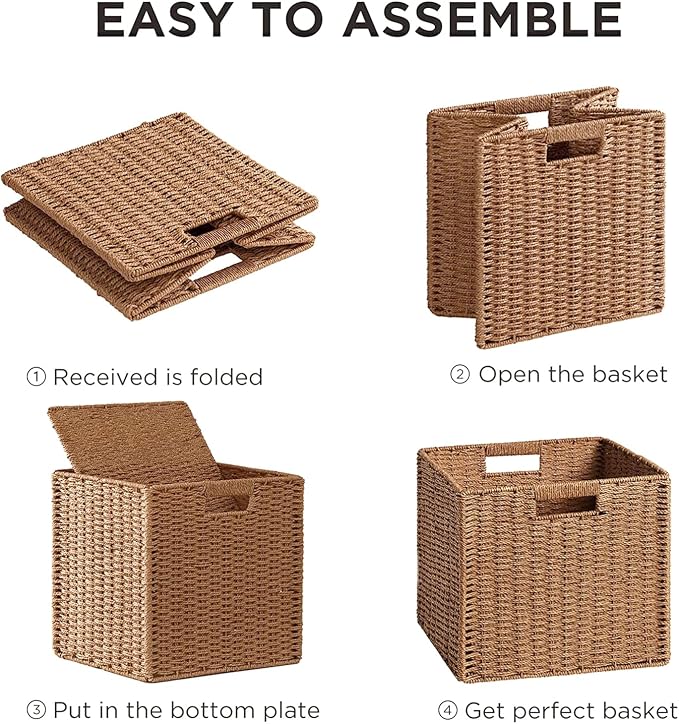 UBBCARE 3 Pack Wicker Basket, 11L×11H×10.5W inch Woven Paper Rope Storage - Image 8