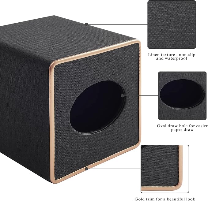 Tissue Box Cover Square Tissue Box Holder PU Leather Facial Organizer - Image 6