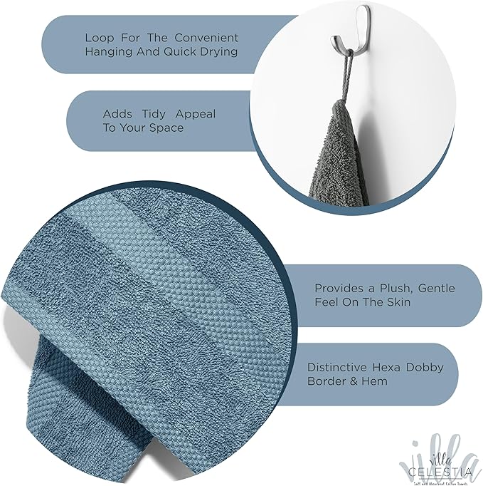 100% Cotton Hand Towel Set of 4, Sustainable, Highly Absorbent, Quick Drying - Image 4