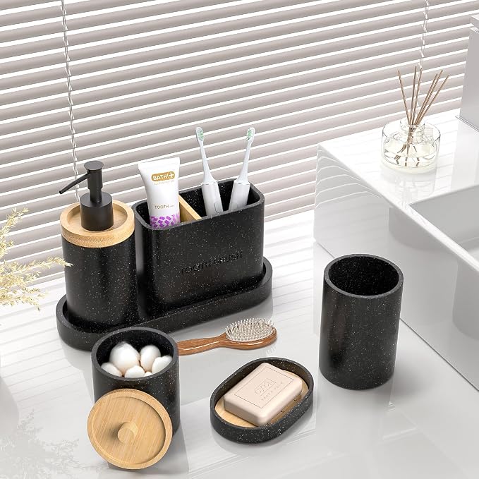 20PC Black Modern Bathroom Accessories Set - Image 8