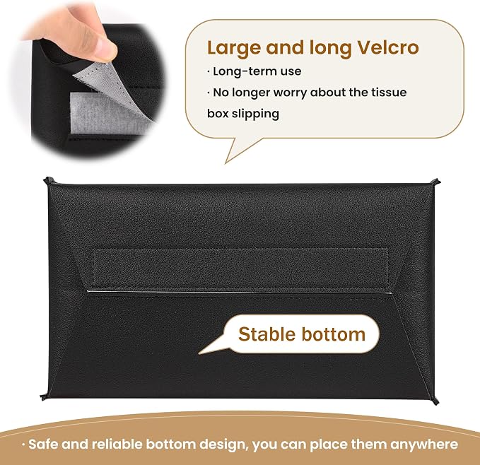 Long Tissue Box Cover, PU Leather Tissue Holder Rectangle, Facial Paper - Image 3