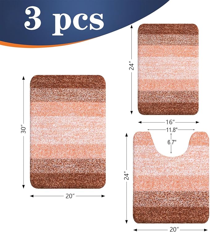 OLANLY Bathroom Rugs Sets 3 Piece, Soft Absorbent Microfiber Bath Mats and - Image 2