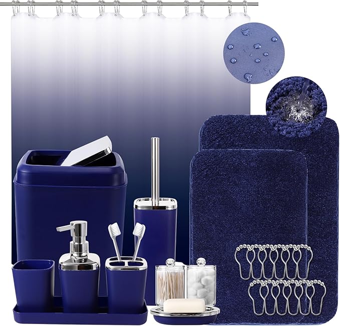 24PC Navy Blue Bathroom Set by BetterbathroomwithXLHOME