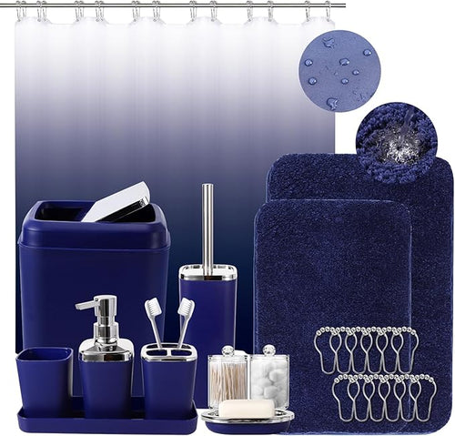 24PC Navy Blue Bathroom Set by BetterbathroomwithXLHOME
