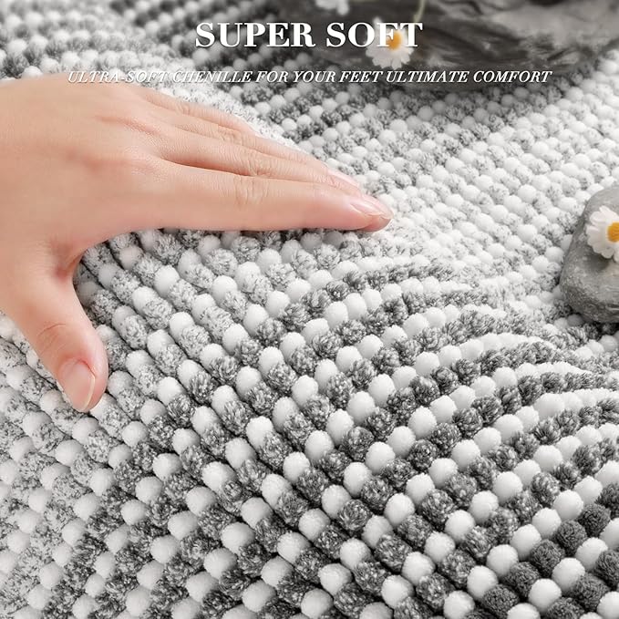 BSICPRO Bathroom Rugs and Mats Sets, 2 Piece Thick Absorbent Chenille Non Slip - Image 2