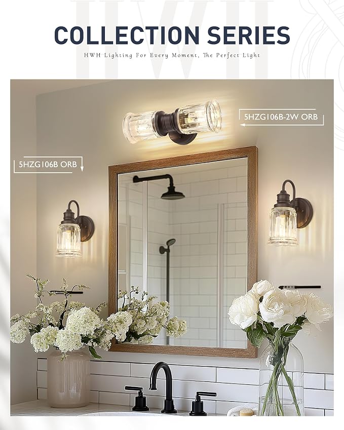 Rustic Wall Sconces, HWH Farmhouse Sconce Wall Lighting in Oil-Rubbed Bronze - Image 6